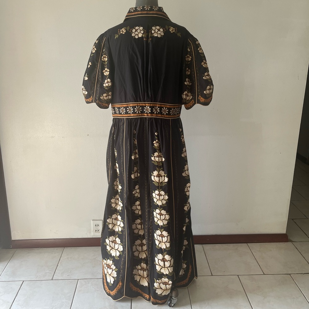 FARM Rio Black & Gold Floral Midi Dress - Picture 3 of 4